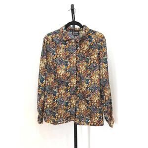Erena by Irene Koenig Floral Pattern Long Sleeve Button-Up Shirt